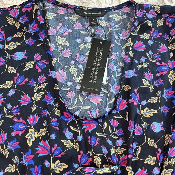 NWT Banana Republic Balloon Sleeve Tie Waist Floral Dress - Picture 9 of 14